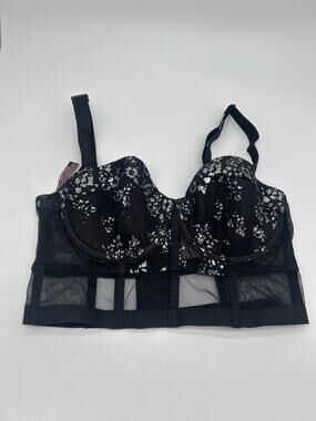 Victoria’s Secret Very Sexy Lined Balconette Bra 34C Black Floral Lace Mesh